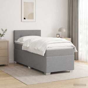 Imagine vidaXL Pat boxspring cu saltea Gri deschis 90 x 190 cm Țesătură