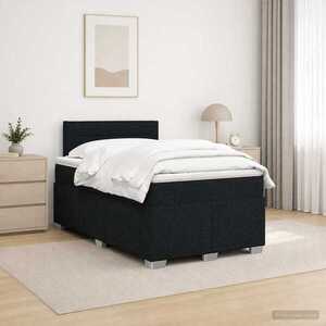 Imagine vidaXL Pat boxspring cu saltea Negru 120 x 190 cm Țesătură