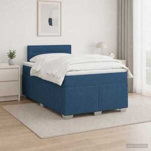 Imagine vidaXL Pat boxspring cu saltea albastru 120 x 190 cm Țesătură