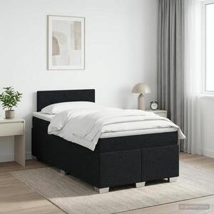 Imagine vidaXL Pat boxspring cu saltea Negru 120 x 190 cm Țesătură
