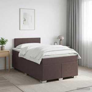 Imagine vidaXL Pat boxspring cu saltea Maro închis 120 x 190 cm Țesătură