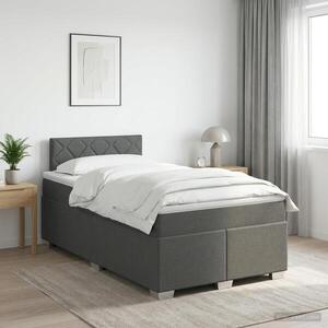 Imagine vidaXL Pat boxspring cu saltea Gri închis 120 x 190 cm Țesătură