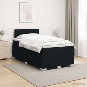 Imagine vidaXL Pat boxspring cu saltea Negru 120 x 190 cm Țesătură