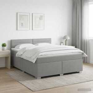 Imagine vidaXL Pat boxspring cu saltea Gri deschis 140 x 190 cm Țesătură