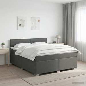 Imagine vidaXL Pat boxspring cu saltea Gri închis 140 x 190 cm Țesătură