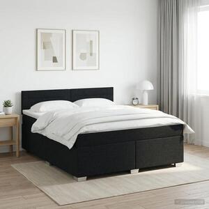 Imagine vidaXL Pat boxspring cu saltea Negru 140 x 190 cm Țesătură