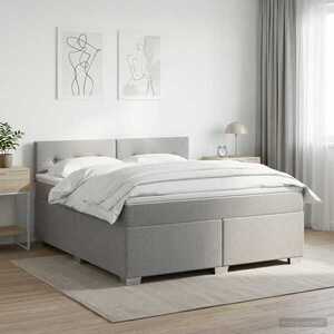 Imagine vidaXL Pat boxspring cu saltea Gri deschis 140 x 190 cm Țesătură