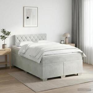 Imagine vidaXL Pat boxspring cu saltea Gri deschis 120 x 200 cm Catifea