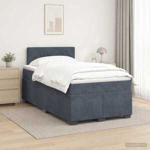 Imagine vidaXL Pat boxspring cu saltea Gri închis 120 x 200 cm Catifea