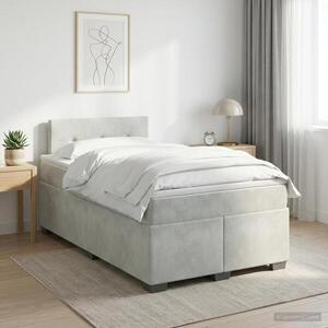 Imagine vidaXL Pat boxspring cu saltea Gri deschis 120 x 200 cm Catifea