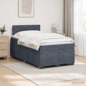Imagine vidaXL Pat boxspring cu saltea Gri închis 120 x 200 cm Catifea