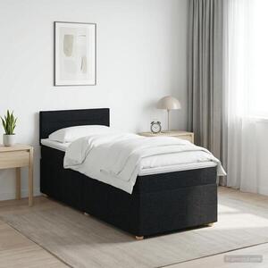 Imagine vidaXL Pat boxspring cu saltea cu headboard Negru 90 x 200 cm Țesătură