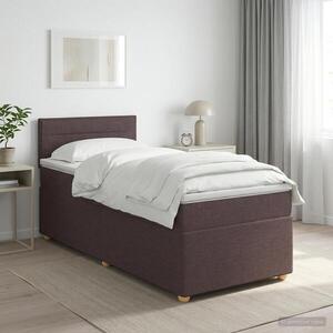 Imagine vidaXL Pat boxspring cu saltea Maro închis 90 x 200 cm Țesătură