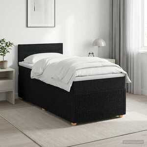Imagine vidaXL Pat boxspring cu saltea cu headboard Negru 90 x 200 cm Țesătură