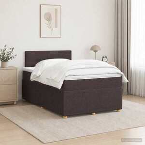 Imagine vidaXL Pat boxspring cu saltea Maro închis 120 x 200 cm Țesătură