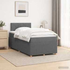 Imagine vidaXL Pat boxspring cu saltea Gri închis 120 x 200 cm Țesătură