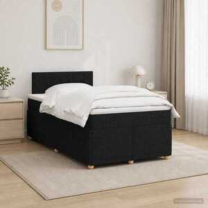 Imagine vidaXL Pat boxspring cu saltea Negru 120 x 200 cm Țesătură