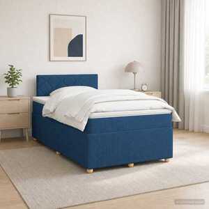 Imagine vidaXL Pat boxspring cu saltea albastru 120 x 200 cm Țesătură