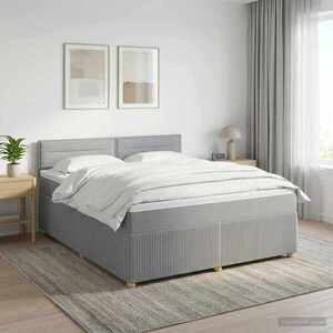 Imagine vidaXL Pat boxspring cu saltea Gri deschis 140 x 190 cm Țesătură