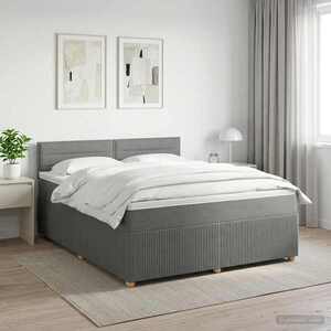 Imagine vidaXL Pat boxspring cu saltea Gri închis 140 x 190 cm Țesătură