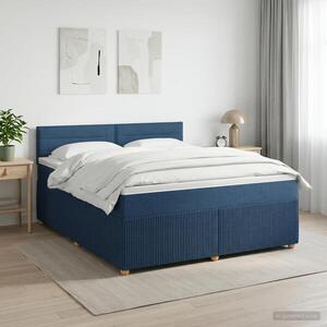 Imagine vidaXL Pat boxspring cu saltea albastru 140 x 190 cm Țesătură