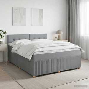 Imagine vidaXL Pat boxspring cu saltea Gri deschis 140 x 190 cm Țesătură