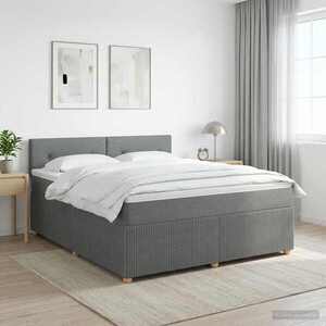 Imagine vidaXL Pat boxspring cu saltea Gri închis 140 x 190 cm Țesătură