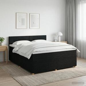 Imagine vidaXL Pat boxspring cu saltea Negru 140 x 190 cm Țesătură