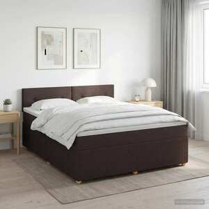 Imagine vidaXL Pat boxspring cu saltea Maro închis 140 x 190 cm Țesătură