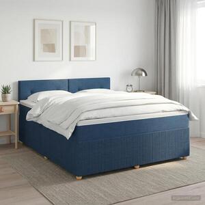 Imagine vidaXL Pat boxspring cu saltea albastru 140 x 190 cm Țesătură
