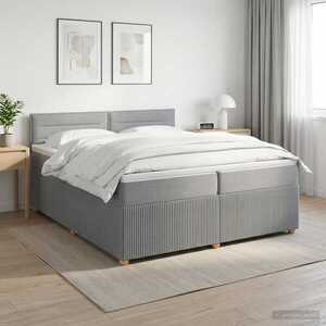 Imagine vidaXL Pat boxspring cu saltea Gri deschis 200 x 200 cm Țesătură