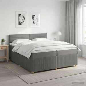 Imagine vidaXL Pat boxspring cu saltea Gri închis 200 x 200 cm Țesătură