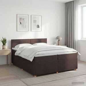 Imagine vidaXL Pat boxspring cu saltea Maro închis 200 x 200 cm Țesătură