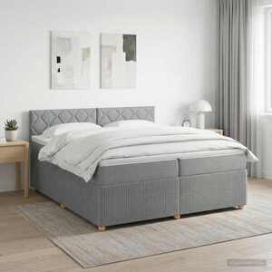 Imagine vidaXL Pat boxspring cu saltea Gri deschis 200 x 200 cm Țesătură