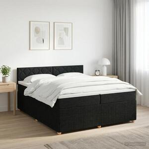 Imagine vidaXL Pat boxspring cu saltea Negru 200 x 200 cm Țesătură