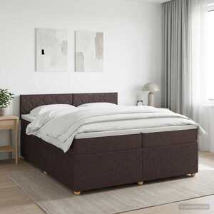 Imagine vidaXL Pat boxspring cu saltea Maro închis 200 x 200 cm Țesătură