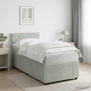 Imagine vidaXL Pat boxspring cu saltea Gri deschis 80 x 200 cm Catifea