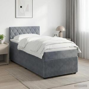 Imagine vidaXL Pat boxspring cu saltea Gri închis 80 x 200 cm Catifea