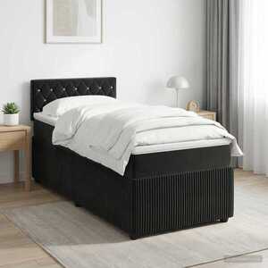 Imagine vidaXL Pat boxspring cu saltea cu headboard Negru 80 x 200 cm Catifea