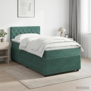 Imagine vidaXL Pat boxspring cu saltea Verde închis 80 x 200 cm Catifea