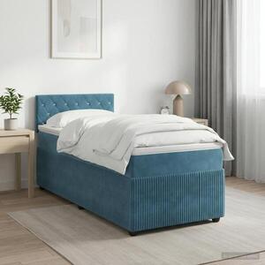 Imagine vidaXL Pat boxspring cu saltea Albastru închis 80 x 200 cm Catifea