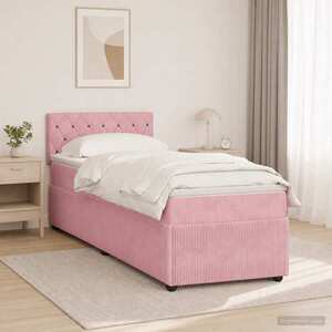 Imagine vidaXL Pat boxspring cu saltea cu headboard Roz 80 x 200 cm Catifea