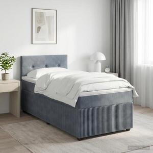 Imagine vidaXL Pat boxspring cu saltea Gri închis 80 x 200 cm Catifea