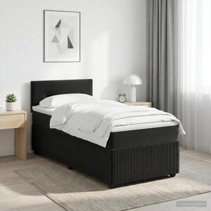Imagine vidaXL Pat boxspring cu saltea cu headboard Negru 80 x 200 cm Catifea