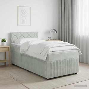 Imagine vidaXL Pat boxspring cu saltea Gri deschis 80 x 200 cm Catifea