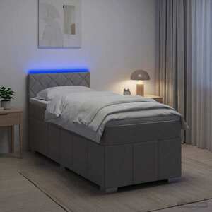 Imagine vidaXL Pat boxspring cu saltea Gri deschis 90 x 200 cm Țesătură