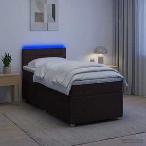 Imagine vidaXL Pat boxspring cu saltea Maro închis 90 x 200 cm Țesătură