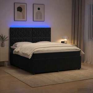 Imagine vidaXL Pat cu arcuri LED și saltea Negru 140 x 200 cm Catifea
