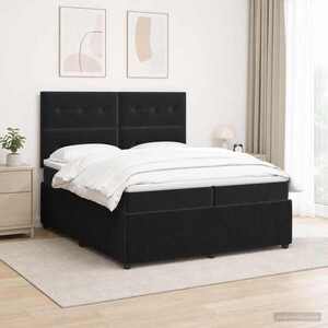 Imagine vidaXL Pat cu arcuri LED și saltea Negru 200 x 200 cm Catifea