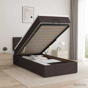 Imagine vidaXL Pat ottoman cu saltea Maro închis 80 x 200 cm Țesătură